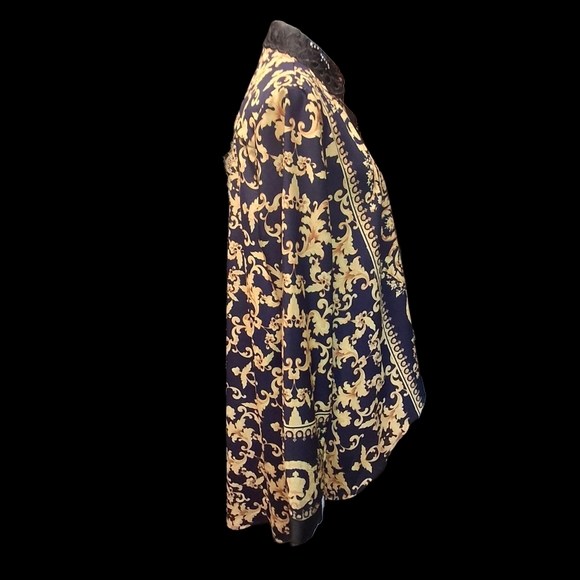 Pastel Button High-Low Gold/Black Long Sleeve Blouse Tunic Top Women Size Large - Picture 4 of 14